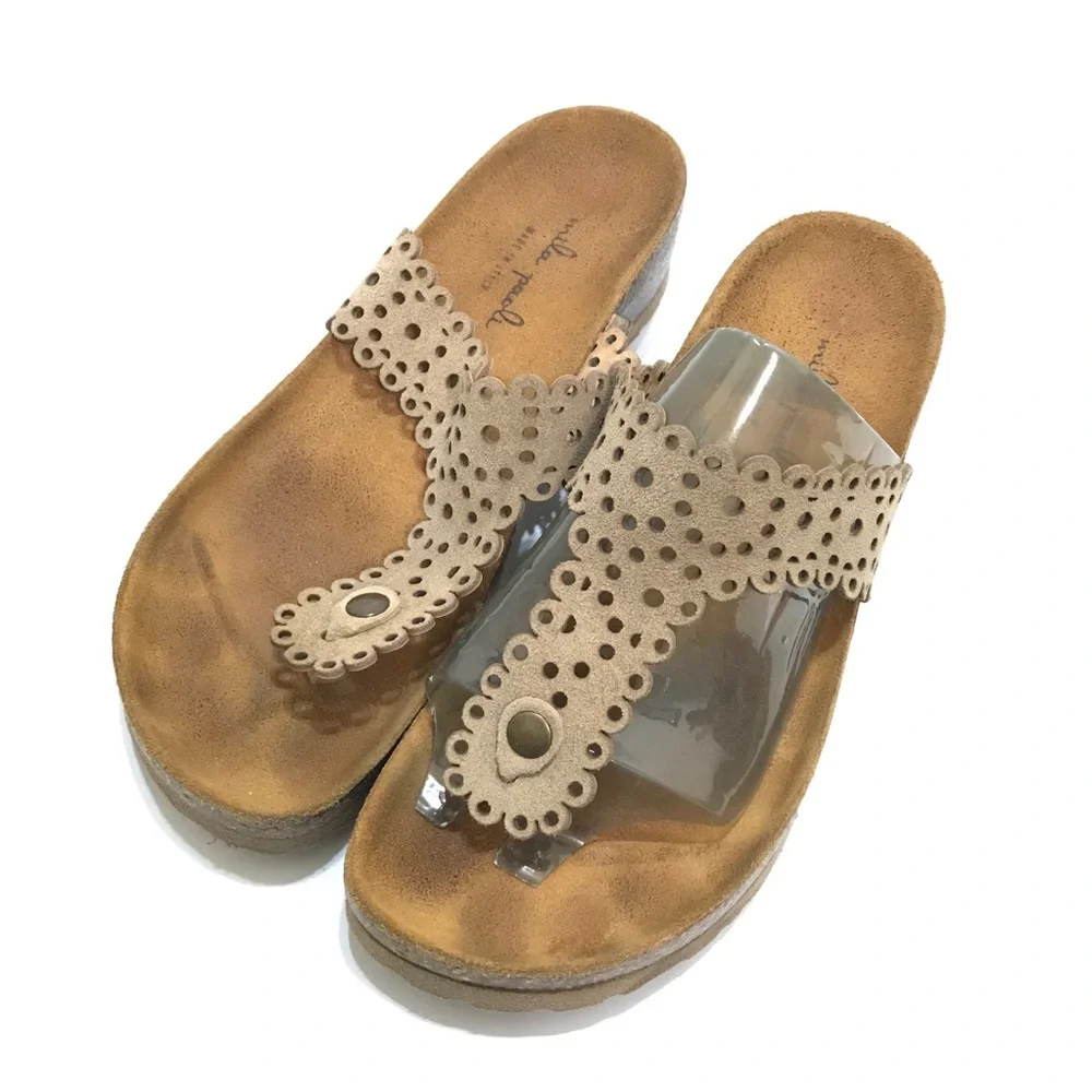 Mia Paoli Thong Sandals Leather Velour